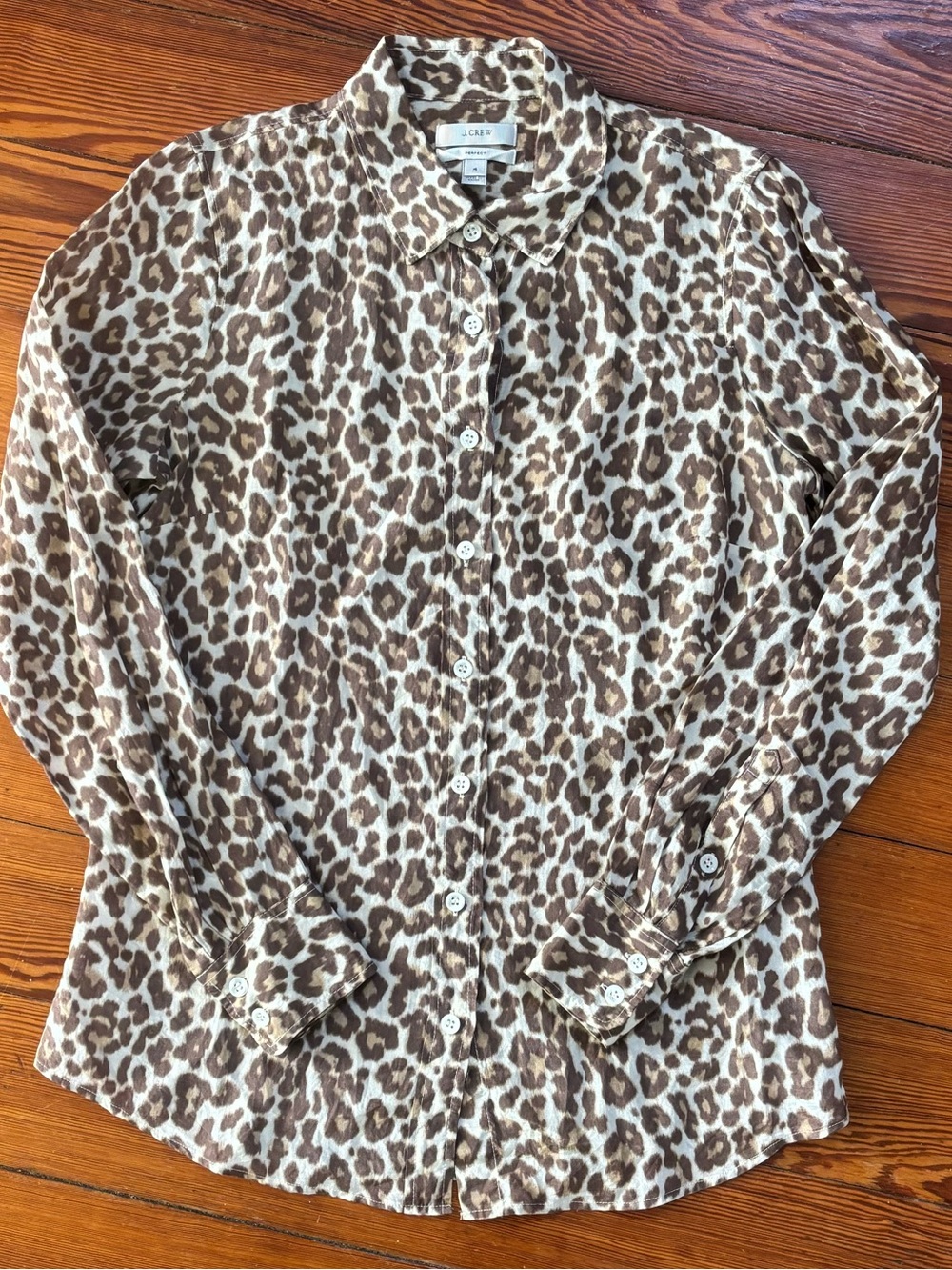 J. Crew Leopard Print Button-Down Perfect Shirt
